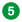 The number 5 on a green circle