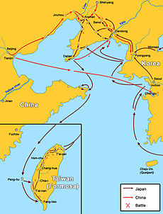 Primera guerra chino-japonesa, principales batallas y movimientos de tropas