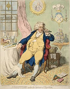 Le Prince de Galles à la table : Un voluptueux sous les affres de la digestion (1792)