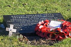 Didžiosios Britanijos branduolinių bandymų veteranų asociacijos paminklas Lesteryje.