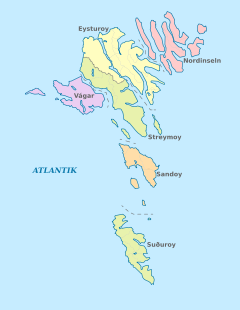 The six Faroese regions (sýslur)