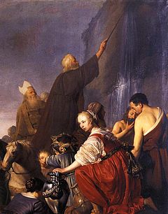 "Moisés golpeando la roca" de Pieter de Grebber (1630)
