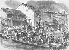 Sanomalehdet kirjoittivat ryöstöstä Cantonissa. Kostajien paluu, Illustrated London News -lehti  