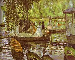 La Grenouillère 1869. Il carattere impressionista di questo primo quadro è abbastanza chiaro.