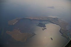 Santorini caldera fra luften.