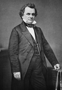 Stephen A. Douglas zerwał z kierownictwem partii demokratycznej nad konstytucją Lecompton.