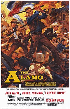 Plakat für den Film The Alamo (1960). Richard Widmark (links) spielte Jim Bowie