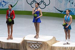 Kim (al centro) sul podio delle Olimpiadi invernali 2010.