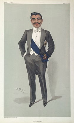 Ağa Han 1904'te. Vanity Fair dergisinde 'Spy' tarafından yapılan kromolitografi
