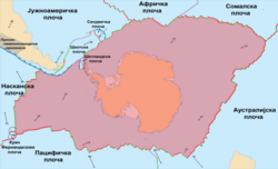 Plotas, kurį užima Antarktidos plokštė.