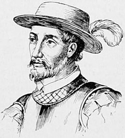 Disegno del ritratto dell'esploratore spagnolo Juan Ponce de León