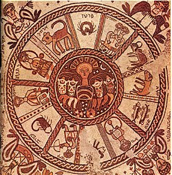 Zodiaki mosaiikpõrand 6. sajandi sünagoogis Beit Alphas, Iisraelis.