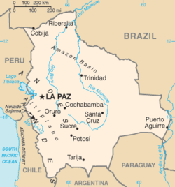 Kort over Bolivia