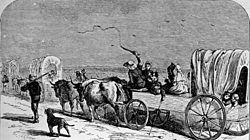 1844 m. vokiečių imigrantai pakeliui į Naująjį Braunfelsą
