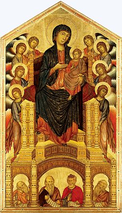 Santa Trinita Madonna on Uffizides samas ruumis Cimabue õpilase Giotto Madonna ja tema sienaliku rivaali Duccio Madonna kõrval.