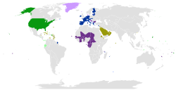 Countries with currencies pegged to the euro or the US dollar: USA Other countries with US dollar as legal tender Currencies with a fixed exchange rate to the US dollar Currencies with a narrow exchange rate band to the US dollar Members of the European Monetary Union with euro Other countries with euro as legal tender Currencies with a fixed exchange rate to the euro Currencies with a narrow exchange rate band to the euro