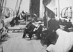 Dækket på USRC Wayanda, ca. 1863. Den siddende figur af Abraham Lincoln menes at være blevet tilføjet senere.