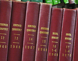 In de decennia na de Tweede Wereldoorlog werd eugenetica steeds impopulairder binnen de academische wetenschap. Veel organisaties en tijdschriften die hun oorsprong hadden in de eugenetische beweging begonnen zich te distantiëren van de filosofie, zoals toen Eugenics Quarterly in 1969 Social Biology werd.  