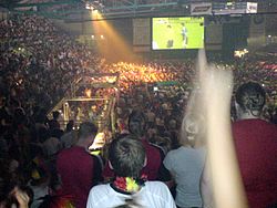 Nemški navijači, ki spremljajo svojo ekipo na svetovnem prvenstvu v nogometu leta 2006.