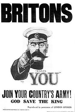 Ikoniskais, daudz atdarinātais 1914. gada plakāts Lord Kitchener Wants You.