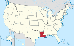 Mappa degli Stati Uniti con la Louisiana in evidenza