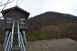 Old winding tower, Pozo Espinos Mining Museum in Valle de Turón