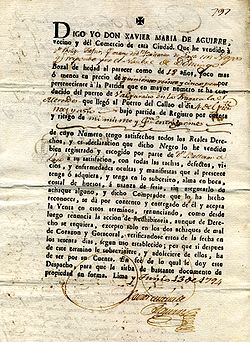 Orja leping Lima/Peru 13/10/1794