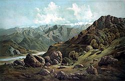 Údolí Sutlej z Rampuru cca. 1857