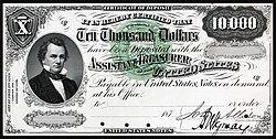 US-$10,000 talletustodistus, 1875  
