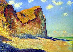 Monet, Skale pri Pourvillu. Svetle barve so bile uporabljene brez mešanja.