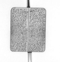 Una página del diario de Orville Wright, escrita en 1903. Esta página describe el primer vuelo de un avión