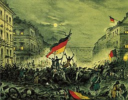 Rivoluzionari esultanti dopo i combattimenti del marzo 1848