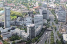 Southern quarter in Essen's city centre dominated by high-rise buildings
