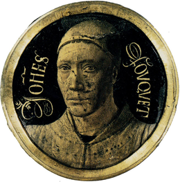 Jean Fouquet, zelfportret (1450). Het vroegste portretminiatuur, en mogelijk het vroegste formele zelfportret.  