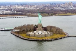 The statue on Liberty Island