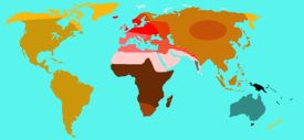 Huxley's nogal ingewikkelde kaart van "rassencategorieën" uit On the geographical distribution of the chief modifications of mankind 1870.      1: Bosjesmannen 2: Negers 3: Negrito's 4: Melanochroi 5: Australoïden 6: Xanthochroi 7: Polynesiërs 8: Mongoloïden A 8: Mongoloïden B 8: Mongoloïden C 9: Esquimaux Huxley stelt: "Het is op de Xanthochroi en Melanochroi, samen genomen, dat de absurde benaming "Kaukasisch" gewoonlijk wordt toegepast".