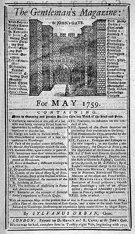 The Gentleman's Magazine , maj 1759, "Af SYLVANUS URBAN, Gent."