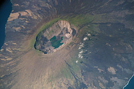 Isla Fernandina, vista desde la Estación Espacial Internacional, julio de 2002  