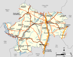 Mapa de Saône-et-Loire.