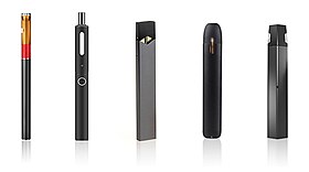 Olika typer av elektroniska cigaretter.