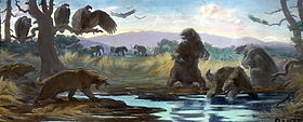 チャールズ・R・ナイトが描いたラ・ブレア・タールピットの動物群。