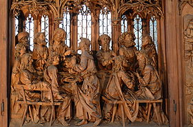 Dettaglio dell'Ultima Cena dall'Altare del Sangue di Tilman Riemenschneider, 1501-05, Rothenburg, Baviera