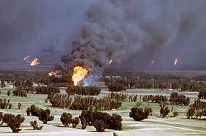 Incendi di petrolio kuwaitiani appiccati dal ritiro delle forze irachene nel 1991