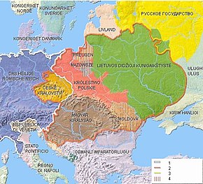 Largest sphere of influence of the Jagiellons in Europe since 1490 through the acquisition of the Hungarian crown until the Battle of Mohács in 1526, the beginning of the Turkish Wars in Central Europe, which lasted almost 200 years.