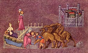 Eliezer and Rebekka (Viennese Genesis, Syria, 6th century)