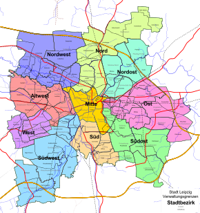 Location of the city boroughs, districts and city districts (Gemarkungen)