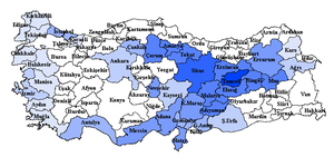 Percentuale di Alevis in Turchia