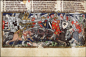 Mittelalterliche Darstellung der Schlacht, um 1330