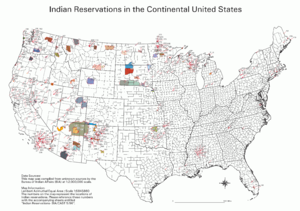 Et kort over indianerreservater i USA.