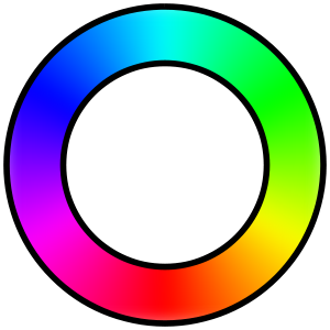 Espectro visible envuelto para unir el violeta y el rojo en una mezcla aditiva de magenta